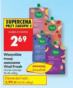 Biedronka Mus owocowy wszystkie rodzaje Vital Fresh oferta