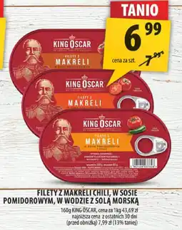 Arhelan Filety z makreli chili, w sosie pomidorowym, w wodzie z solą morską 160g King Oscar oferta