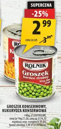 Arhelan Groszek konserwowy, kukurydza konserwowa 425ml Rolnik oferta