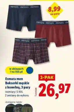 Lidl Esmara men Bokserki męskie z bawełną, 3 pary oferta