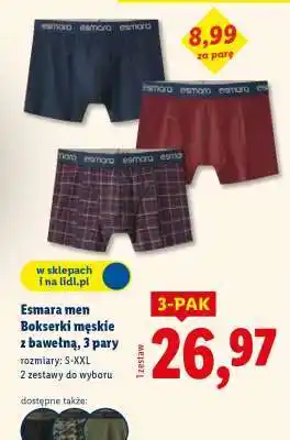 Lidl Esmara men Bokserki męskie z bawełną, 3 pary oferta