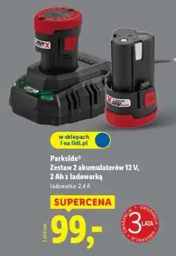 Lidl Parkside Zestaw 2 akumulatorów 12 V, 2 Ah z ładowarką oferta