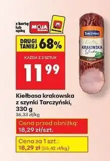 Biedronka Kiełbasa krakowska sucha z szynki Tarczyński oferta