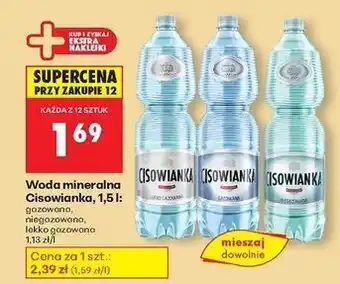 Biedronka Woda lekko gazowana Cisowianka oferta