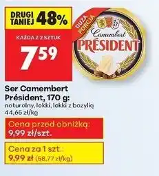 Biedronka Ser camembert lekki z bazylią President oferta