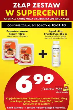 Biedronka Jogurt borówka - banan + płatki owsiane i siemię lniane Fruvita Pure oferta