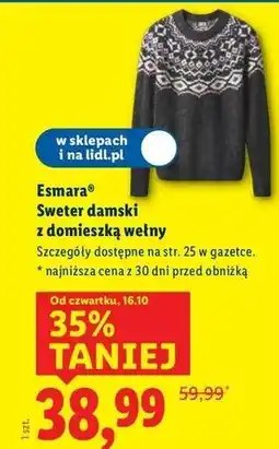 Lidl Sweter damski z wełną Esmara oferta