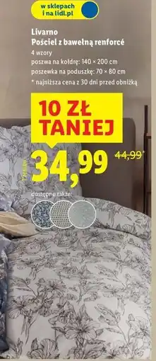Lidl Komplet pościeli z bawełną renforece 140 x 200 + 70 80 cm Livarno Home oferta