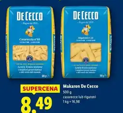 Lidl Makaron rigatoni De Cecco oferta