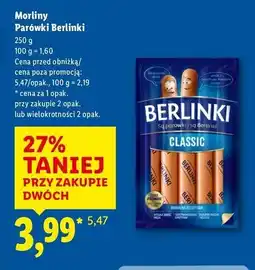 Lidl Parówki classic Morliny Berlinki oferta