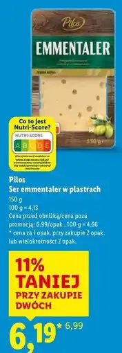 Lidl Serek emmentaler plastry Pilos oferta