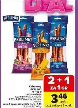 Carrefour Kabanosy z serem Morliny Berlinki oferta