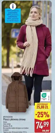 ALDI Płaszcz damski pikowany m-xl Up2Fashion oferta