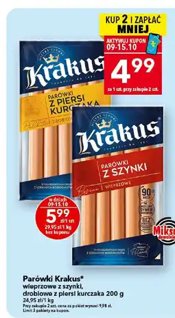 Lewiatan Parówki Krakus wieprzowe z szynki, drobiowe z piersi kurczaka oferta