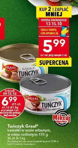 Lewiatan Tuńczyk kawałki w sosie własnym Graal oferta