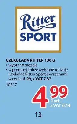 Selgros Czekolada Ritter Sport różne rodzaje oferta