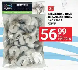 Selgros Krewetki surowe, obrane, z ogonem 16-20 700g MyFood oferta