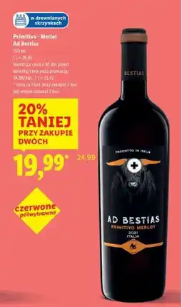 Lidl Primitivo Merlot Ad Bestias oferta