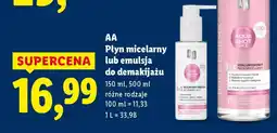 Lidl AA Płyn micelarny lub emulsja do demakijażu oferta