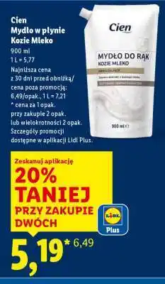 Lidl Cien Mydło w płynie Kozie Mleko oferta
