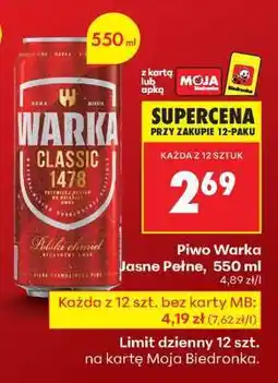 Biedronka Piwo Warka Jasne Pełne, 550 ml oferta