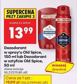 Biedronka Dezodorant w spray’u Old Spice, 150 ml lub Dezodorant w sztyfcie Old Spice, 50 ml oferta