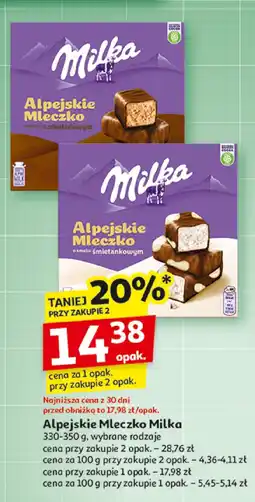 Auchan Czekolada Alpejskie Mleczko Milka 330-350 g oferta