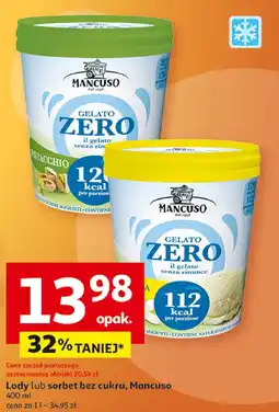 Auchan Lody lub sorbet bez cukru Mancuso oferta