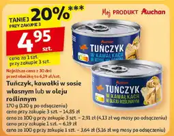 Auchan Tuńczyk kawałki w sosie własnym lub w oleju roślinnym Auchan oferta