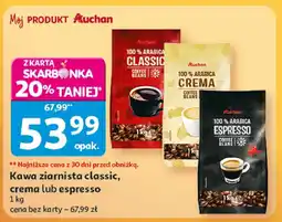 Auchan Kawa ziarnista classic, crema lub espresso Auchan oferta