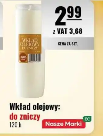 Wkład olejowy: do zniczy