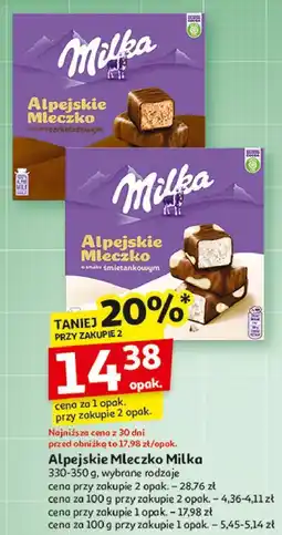 Auchan Czekoladki czekoladowe Milka Alpejskie Mleczko oferta