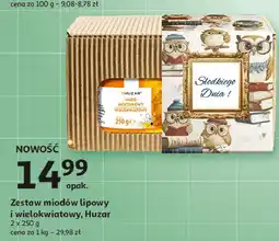 Auchan Zestaw miód wielokwiatowy polski + dozownik Huzar oferta