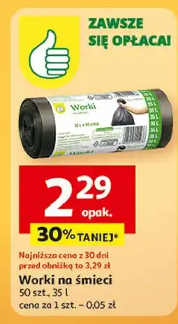 Auchan Worki na smieci 35 l Podniesiony Kciuk oferta