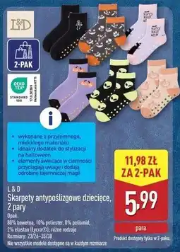 ALDI Skarpetki dziecięce antypoślizgowe L&D oferta