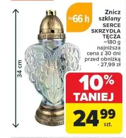 Carrefour Znicz szklany serce skrzydła tęcza oferta