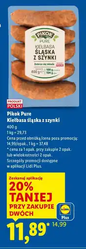 Lidl Kiełbasa śląska z szynki Pure Pikok oferta