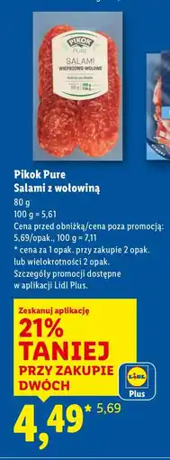 Lidl Salami z wołowiną Pure Pikok oferta