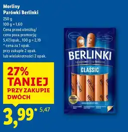 Lidl Parówki Berlinki 250g Morliny oferta