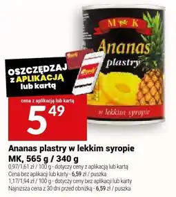 Twój Market Ananas plastry w lekkim syropie MK, 565 g / 340 g oferta