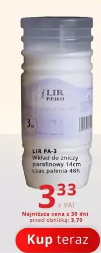 Poczta Polska LIR PA-3 Wkład do zniczy parafinowy 14cm oferta