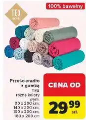 Carrefour Prześcieradło bawełniane z gumką 180 x 200 cm Tex oferta