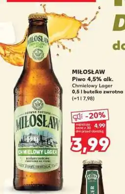 Kaufland MIŁOSŁAW Piwo 4,5% alk. Chmielowy Lager 0,5 l butelka zwrotna oferta