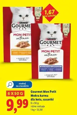 Lidl Karma dla kota wołowina + cielęcina jagnięcina Purina Gourmet Mon Petit oferta