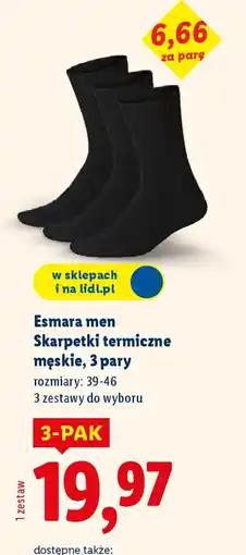 Lidl Skarpetki termiczne męskie Esmera men oferta