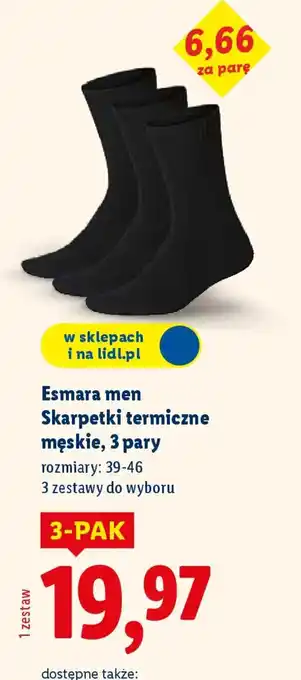 Lidl Skarpetki termiczne męskie Esmera men oferta