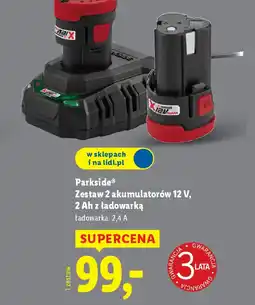 Lidl Parkside Zestaw 2 akumulatorów 12 V, 2 Ah z ładowarką oferta