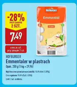 ALDI Ser Hofburger Emmentaler w plastrach oferta