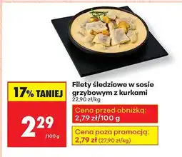 Biedronka Filety śledziowe w sosie grzybowym z kurkami Biedronka oferta