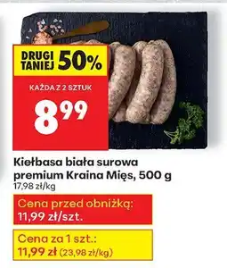 Biedronka Kiełbasa biała surowa premium Kraina Mięs oferta